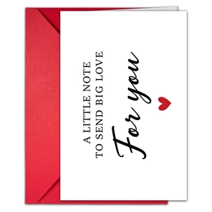 Minimalist greeting card set with red envelope featuring Big Love and For You text