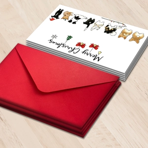 Lot de cartes de Noël amusantes avec illustrations d'animaux et enveloppes rouges