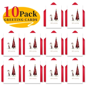 Detailed 10-pack set of vintage Christmas cards with red envelopes and festive motifs