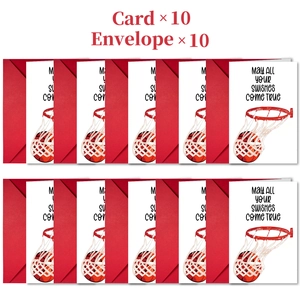 Detailed set of 10 basketball themed thank you cards with matching red envelopes for sports gifts