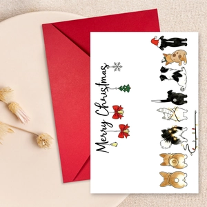 Cartes de Vœux de Noël Amusantes Avec Enveloppes Rouges Illustrations de Chats et Chiens Papier Cartonné 300GSM Noël