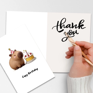 Cartoon Capybara Geburtstagskarten-Set mit Umschlägen und handgeschriebenem Stiftdetail