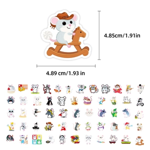 Detailed size specifications for waterproof cartoon mouse stickers for luggage and guitars