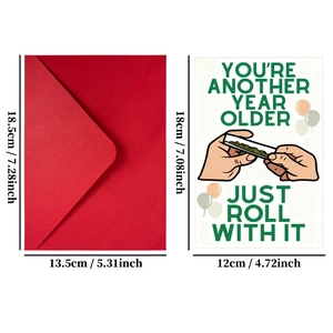 Detail of creative birthday card set showing envelope and dimensions 18.5x13.5cm