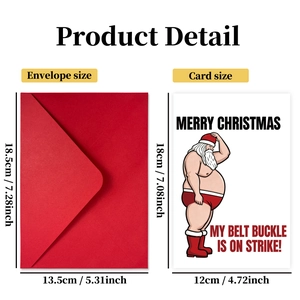 Lustiges Weihnachtskarten-Set mit rotem Umschlag und Grußkarte mit Maßen