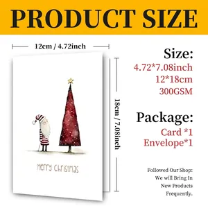 Large vintage Christmas greeting card with envelope, 300GSM cardstock 4.72x7.08 inch