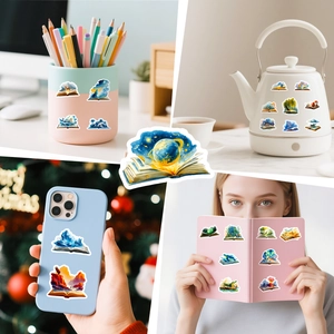 Adesivi creativi libro magico su laptop, custodia telefono e decorazione cancelleria