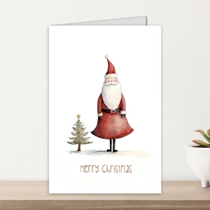 Grandes cartes de vœux vintage de Noël avec Père Noël et illustration d'arbre festif