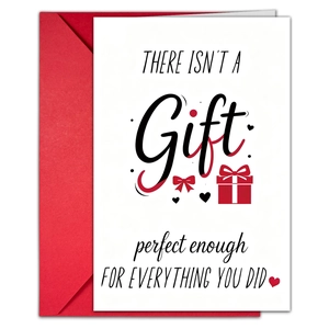 Minimalist greeting card set with red envelope and English thank you message
