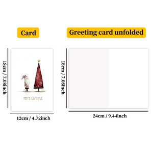 Detail showing folded and unfolded vintage Christmas card with 18cm height dimensions