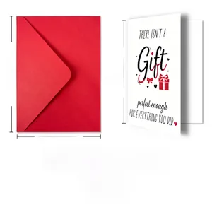 Minimalist greeting card set with red envelope and size specifications 18x12cm