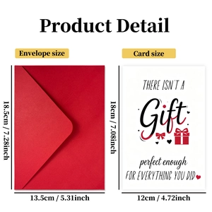 Minimalist greeting card set with red envelope and white card for gift giving