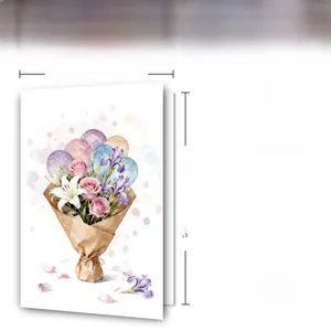 Detail of 12x18cm floral watercolor greeting card set with 300GSM paper and envelope