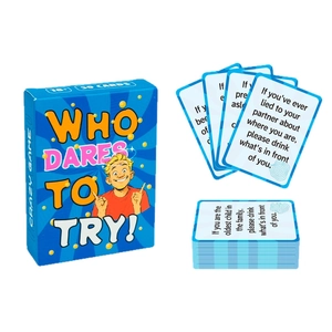 Who Dares To Try party card game for adults featuring 50 interactive challenge cards