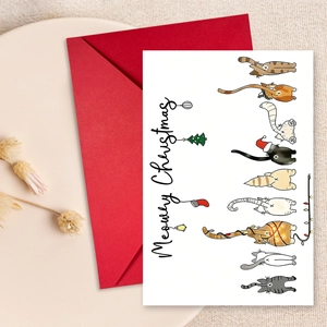 Divertenti Biglietti Auguri Natale Meowry Con Buste Rosse Motivo Cane Gatto Carta Patinata Biglietti Regalo Festività per Amici Famiglia