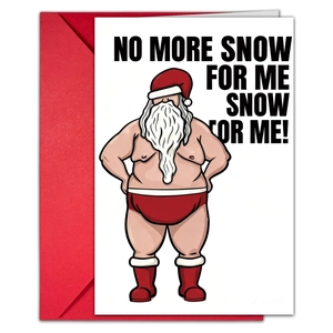 Lustiges Weihnachtskartenset mit muskulösem Weihnachtsmann und rotem Umschlag für Feiertage