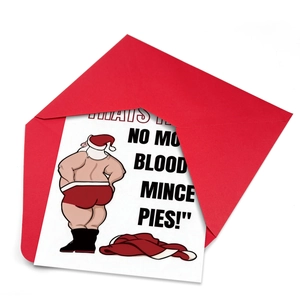 Lustige Weihnachtskarte mit Weihnachtsmann inklusive Umschlag und humorvollem Feiertagstext