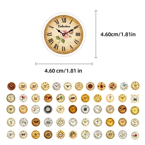 Macro detail of vintage clock face stickers in 60 designs with 4.6cm diameter size