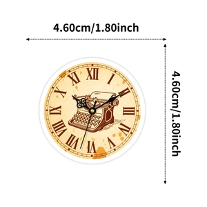 Detail showing 4.6cm vintage typewriter wall clock sticker with Roman numerals