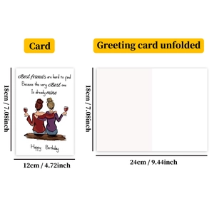 Detailed views of sisterhood birthday card showing folded and unfolded dimensions
