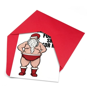 Lustiges Weihnachtskarten-Set mit Weihnachtsmann in Badehose und leuchtend rotem Umschlag