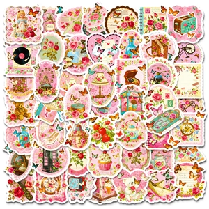 Rosa Retrò Romantico Floreale Adesivi Vintage Farfalla Cartone Animato Decorativi Per Fai Da Te Giornale Scrapbooking Agenda Laptop Cancelleria Regalo