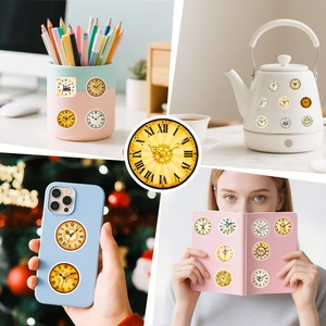 Macro shot of waterproof vintage clock stickers used for decorating various home lifestyle items