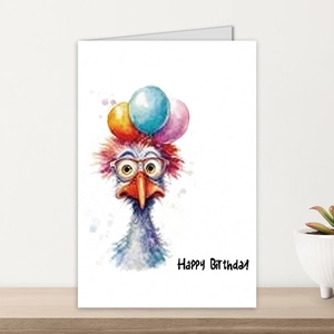 Detail einer Geburtstagskarte mit Aquarell-Strauß, Ballons und Happy Birthday Text