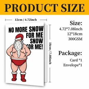 Dettaglio delle dimensioni della cartolina di Natale con buffa grafica di Babbo Natale