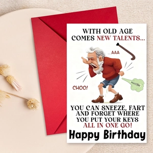 Humorous Old Man Birthday Greeting Card With Red Envelope Funny Card For Seniors Family Friends Birthday Gift