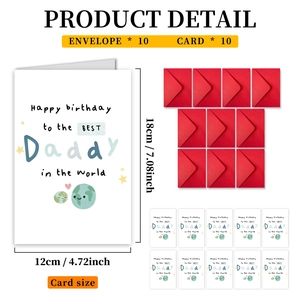 Lot de 10 cartes d'anniversaire pour papa avec 10 enveloppes rouges et dimensions