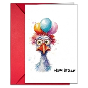 Großes Geburtstagskarten-Set mit Aquarell-Strauß-Design und rotem Umschlag