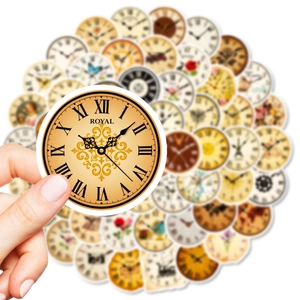 Retro round clock face stickers with vintage Roman numerals for DIY wall decor