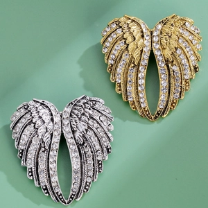 Spille ad ala di angelo scintillanti in oro e argento con strass di cristallo lucido