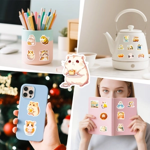 Cute cartoon hamster stickers applied on mobile phone cases and home stationery items