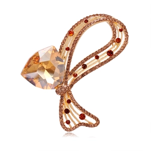 Broche Nœud Papillon Vintage Luxueuse Alliage Strass Cristal Incrusté Corsage Épinglette Polyvalente Bijoux pour Mariage Femme