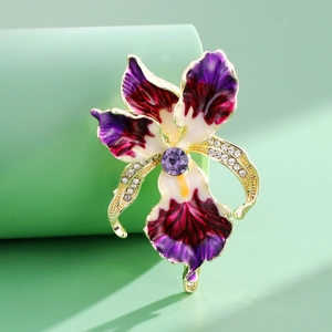 Κομψή Καρφίτσα Ίρις Λουλούδι Κράμα Στρας Σμάλτο Μωβ Ανθικό Καρφίτσα Κοσμήματα Αξεσουάρ Για Γυναίκες Γάμος Συμπόσιο