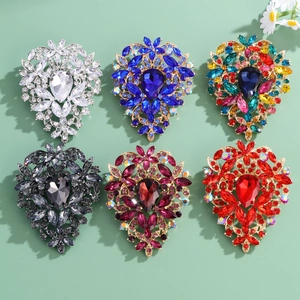 Set de broches vintage de aleación con diamantes de imitación y gemas en seis colores