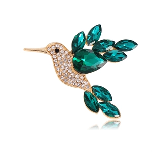 Élégante Broche Colibri en Alliage Strass Colorés Verre Incrusté Or Animal Oiseau Broche Épingle Pour Femmes Accessoires de Mode