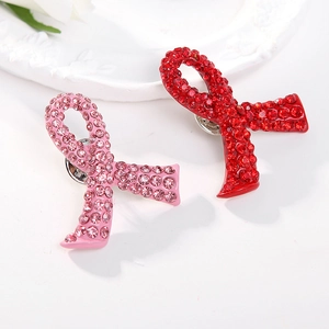 Broches ruban rouge et rose élégantes avec strass pour les événements de bienfaisance