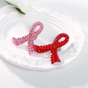 Broches ruban en cristal rose et rouge pour la sensibilisation à la santé des femmes