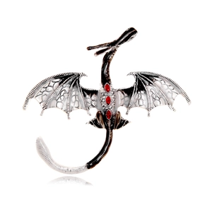 Broche Dragon en Alliage Émaillé Vintage Dragon Volant Mythique Avec Strass Incrustés pour Hommes Femmes Bijoux Fantaisie