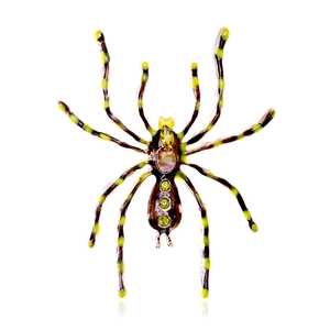 Vintage Exaggerated Spider Brooch Alloy Drip Oil Rhinestone Animal Lapel Pin For Women Men Suit Accessory Halloween Gift