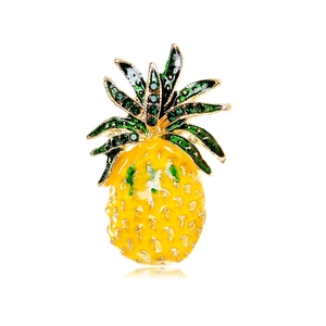 Broche Créative en Forme d'Ananas en Alliage avec Strass et Émail Or Vert Jaune Bijoux de Mode d'Été Cadeau Femme