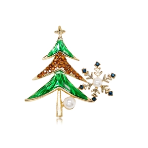 Eleganter Weihnachtsbaum Schneeflocke Brosche Für Damen Legierung Emaille Strass Kunstperle Festliche Anstecknadel Schmuck Geschenk