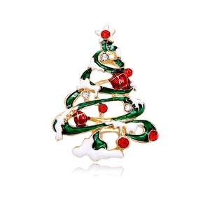 Broche Sapin de Noël pour Hommes et Femmes Émail Vert Festif Strass Sapin Corsage Alliage Bijoux Accessoires Cadeau de Noël