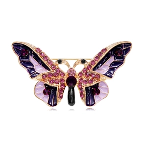 Broche Papillon en Alliage Strass Émail Papillon Épingle Élégant Animal Vêtement Accessoires Bijoux Cadeau Femme