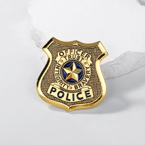 Zinc Alloy Police Badge Brooch FNAF Security Fazbear Entertainment Shield Pin Cosplay Props Accessory For Party Unisex Gift