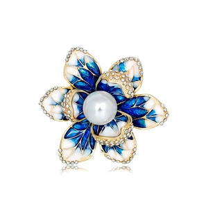 Élégante Broche Fleur de Bégonia en Émail Alliage Künstliche Perle Strass Broche Florale pour Mariage Banquet Femmes Pardessus Corsage