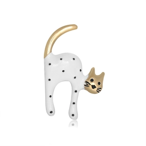 Süße Emaille Katze Brosche Legierung Polka Dot Tier Reversnadel Vergoldet Mode Schmuck Zubehör Geschenk Für Damen Herren